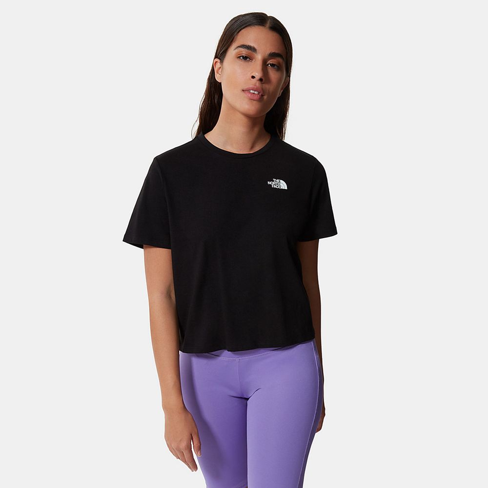 The North Face T-Shirts Womens Australia - The North Face Foundation Cropped Black Running & Trainin